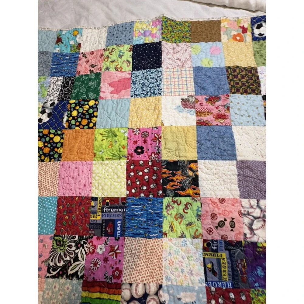 Patchwork Baby Quilt Anchors On Back Proverbs Scripture On Back See Pics 38”x38”